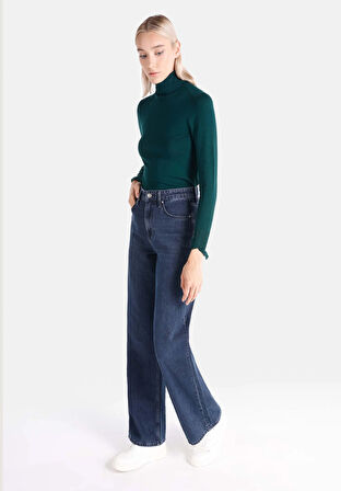 970 Berry Regular Fit Yüksel Bel Geniş Paça Kadın Denim Jean Pantolon
