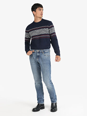 044 Karl Regular Fit Düşük Bel Düz Paça Mavi Erkek Pantolon Cl1066416