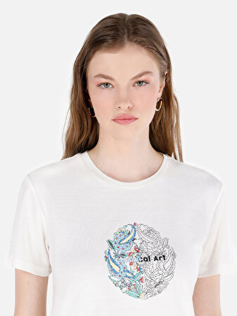 Beyaz Kadın Tshirt K.kol