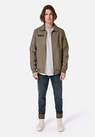 Slim Fit     Erkek Yeşil Mont Pu