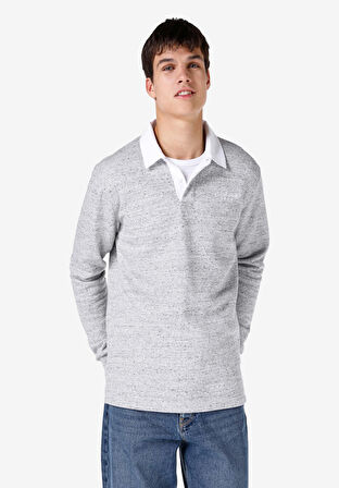Regular Fit Polo Yaka  Erkek Gri Uzun Kol Tişört