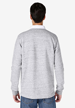Regular Fit Polo Yaka  Erkek Gri Uzun Kol Tişört