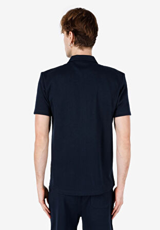 Regular Fit Polo Yaka Düz Erkek Lacivert Kısa Kol Tişört
