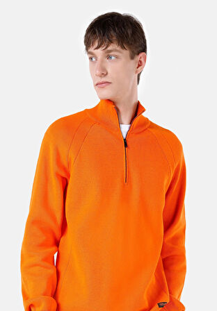 Regular Fit Turtle Neck Jakarlı Erkek Turuncu Kazak
