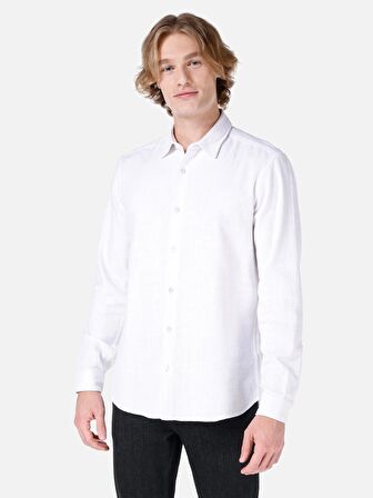 Normal Kesim Shirt Yaka Beyaz Erkek Uzun Kol Gömlek Cl1066816