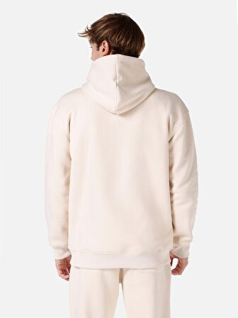 Normal Kesim Kapüşonlu Baskılı Bej Erkek Sweatshirt Cl1066840