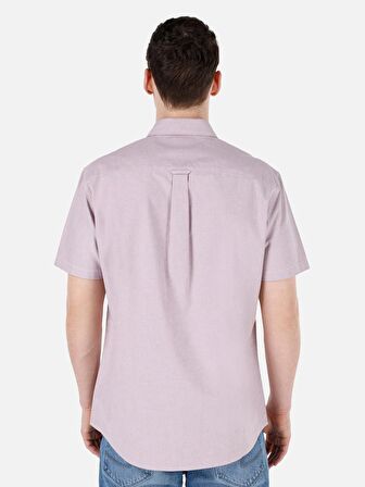 Normal Kesim Shirt Yaka Pembe Erkek Kısa Kol Gömlek