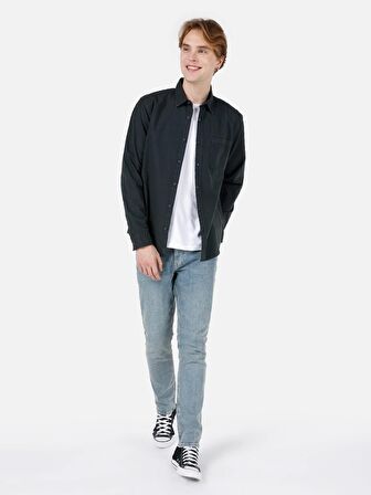 Dar Kesim Shirt Yaka Antrasit Erkek Uzun Kol Gömlek Cl1066942