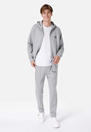 Slim Fit Fermuarlı Erkek Gri Ceket