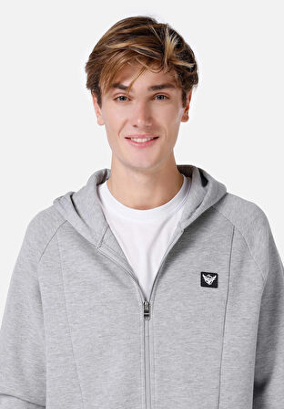 Slim Fit Fermuarlı Erkek Gri Ceket