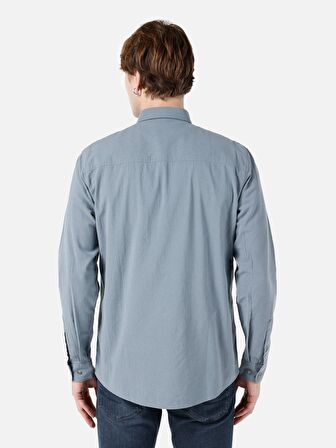 Normal Kesim Shirt Yaka Yeşil Erkek Uzun Kol Gömlek Cl1067013