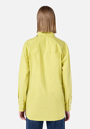 Regular Fit Shirt Neck  Kadın Yeşil Uzun Kol Gömlek