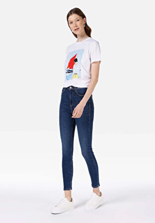 Skinny Fit   Kadın Koyu Mavi Jean Pantolon