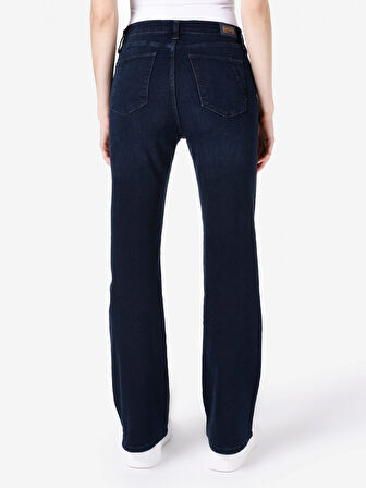 Regular Fit Orta Bel Geniş Paça Mavi Kadın Pantolon Cl1067203