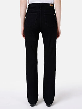 Regular Fit Orta Bel Düz Paça Siyah Kadın Pantolon Cl1067205