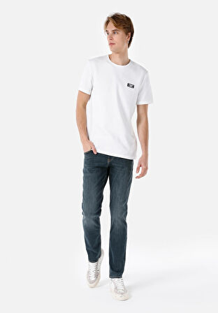 044 Karl Straight Fit   Erkek Yeşil Jean Pantolon