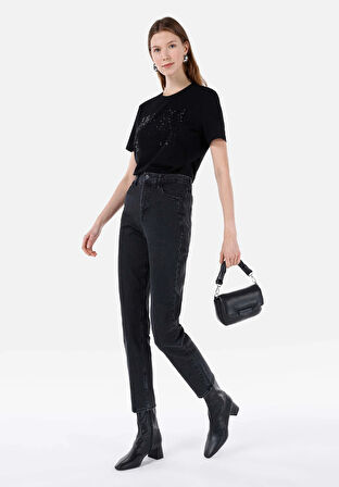 Mom Fit  Daralan Paça Kadın Denim Jean Pantolon