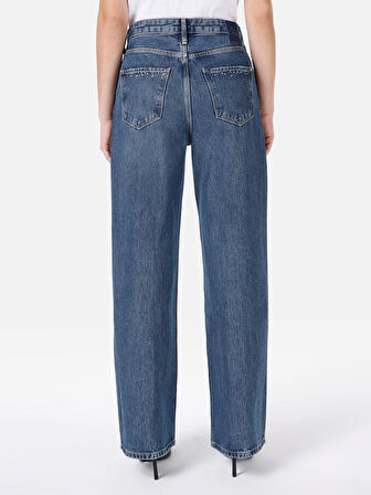 Regular Fit Yüksek Bel Geniş Paça Mavi Kadın Pantolon Cl1067233
