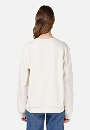 Regular Fit   Kadın Beyaz Sweatshirt