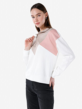 Regular Fit Fermuarlı Düz Kadın Çok Renkli Sweatshirt Cl1067436
