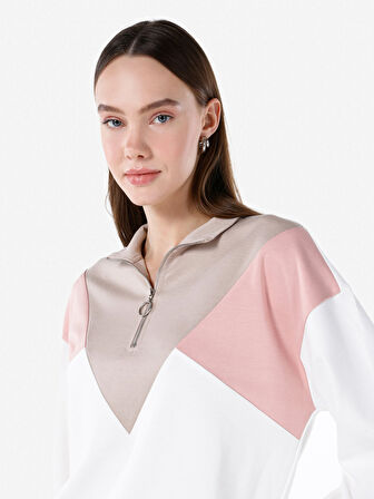Regular Fit Fermuarlı Düz Kadın Çok Renkli Sweatshirt Cl1067436