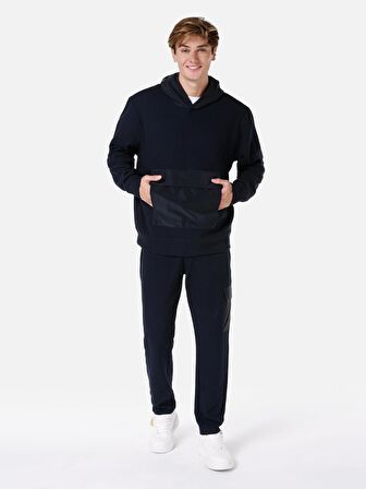 Normal Kesim Kapüşonlu Cepli Lacivert Erkek Sweatshirt Cl1067472