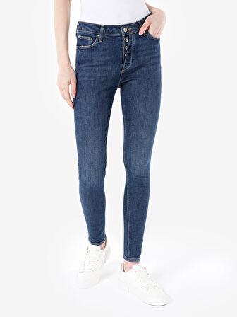 759 Lara Dar Kesim Orta Bel Dar Paça Mavi Kadın Pantolon Cl1067481