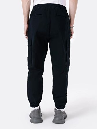 Normal Kesim Orta Bel Düz Paça Kargo Cep Siyah Erkek Pantolon Cl1067496
