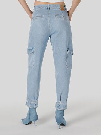 990 Angela Cargo Pantolon Mavi Kadın Jean Pantolon Cl1067509