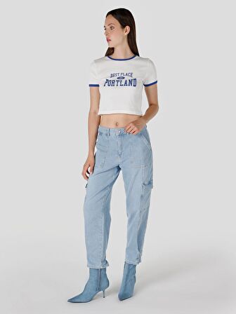 990 Angela Cargo Pantolon Mavi Kadın Jean Pantolon Cl1067509