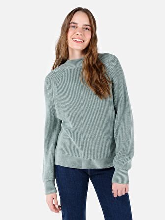 Normal Kesim Bisiklet Yaka Yeşil Kadın Kazak Cl1067522