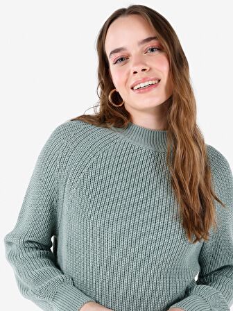 Normal Kesim Bisiklet Yaka Yeşil Kadın Kazak Cl1067522