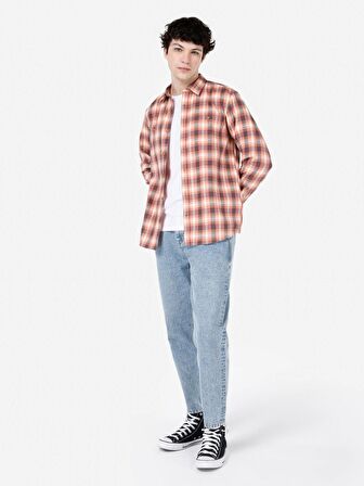Normal Kesim Shirt Yaka Pembe Erkek Uzun Kol Gömlek