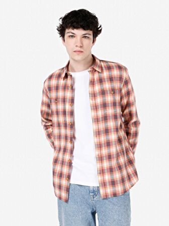 Normal Kesim Shirt Yaka Pembe Erkek Uzun Kol Gömlek