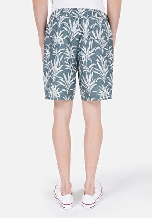 Slim Fit Baskılı Erkek Yeşil Deniz Şortu