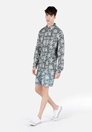 Slim Fit Baskılı Erkek Yeşil Deniz Şortu