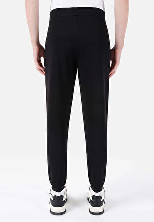 Slim Fit Orta Bel Düz Erkek Siyah Eşofman Altı
