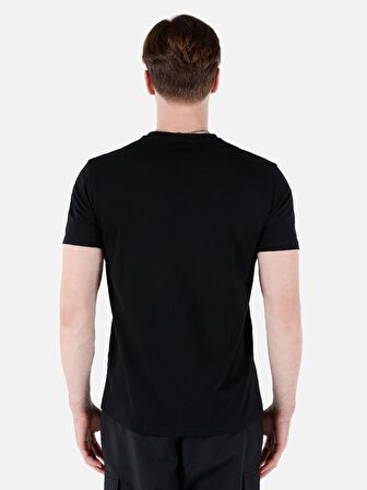 Normal Kesim Bisiklet Yaka Baskılı Siyah Erkek Kısa Kol Tişört Cl1067636