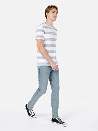 Regular Fit Yuvarlak Yaka  Erkek Gri Kısa Kol Tişört Cl1067726
