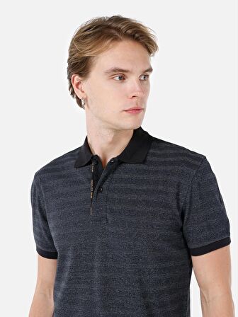 Normal Kesim Polo Yaka Antrasit Erkek Kısa Kol Tişört Cl1067803