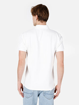 Normal Kesim Polo Yaka Beyaz Erkek Kısa Kol Tişört Cl1067808