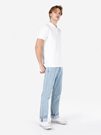 Normal Kesim Polo Yaka Beyaz Erkek Kısa Kol Tişört Cl1067808