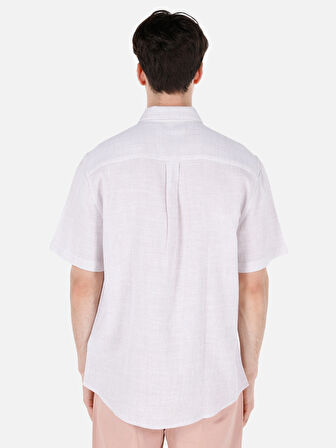 Normal Kesim Shirt Yaka Bej Erkek Kısa Kol Gömlek Cl1067835