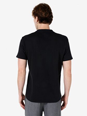 Normal Kesim Bisiklet Yaka Siyah Erkek Kısa Kol Tişört Cl1067840
