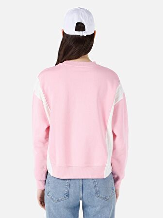 Normal Kesim Bisiklet Yaka Pembe Kadın Sweatshirt