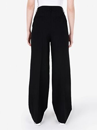 Normal Kesim Yüksek Bel Geniş Paça Siyah Kadın Pantolon Cl1068068