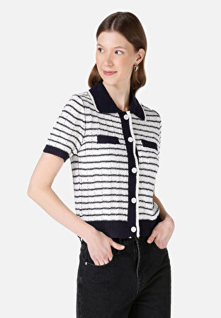 Normal Kesim Lacivert Kadın Kısa Kol Kazak Cl1068102