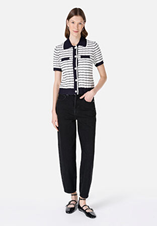 Normal Kesim Lacivert Kadın Kısa Kol Kazak Cl1068102