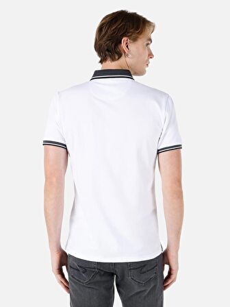 Dar Kesim Polo Yaka Beyaz Erkek Kısa Kol Tişört Cl1068111