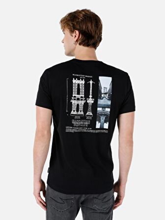 Normal Kesim Bisiklet Yaka Siyah Erkek Kısa Kol Tişört Cl1068141